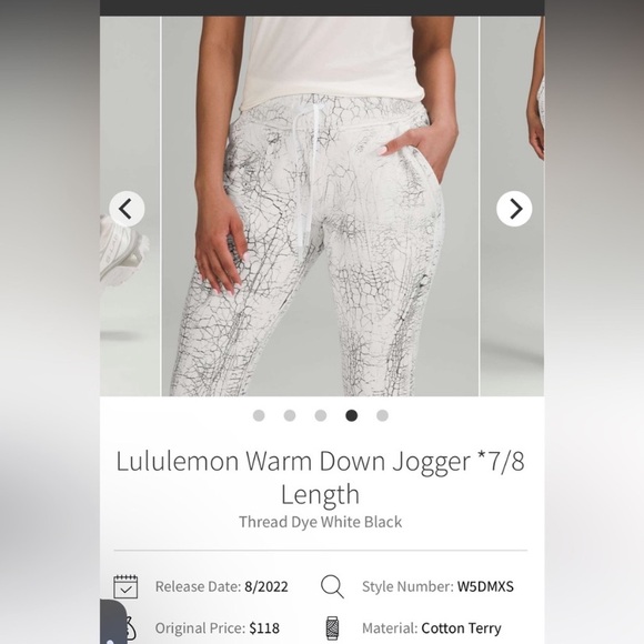 Lululemon Warm Down Joggers sweatpants 7/8 Length
Thread Dye White Black-size 12 - Picture 7 of 13